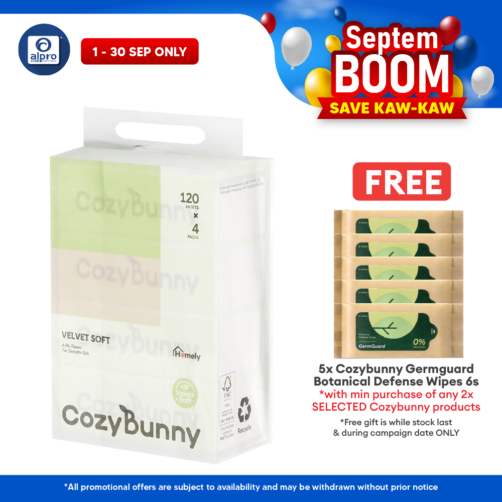 CozyBunny Velvet Soft Facial Tissues (Homely 120s / Go-To 40s) 4ply | Skin and Family Friendly CozyBunny