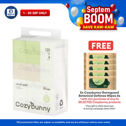 CozyBunny Velvet Soft Facial Tissues (Homely 120s / Go-To 40s) 4ply | Skin and Family Friendly CozyBunny