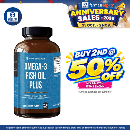 Nano Singapore Omega 3 Fish Oil Plus 250s | Support Overall Wellbeing