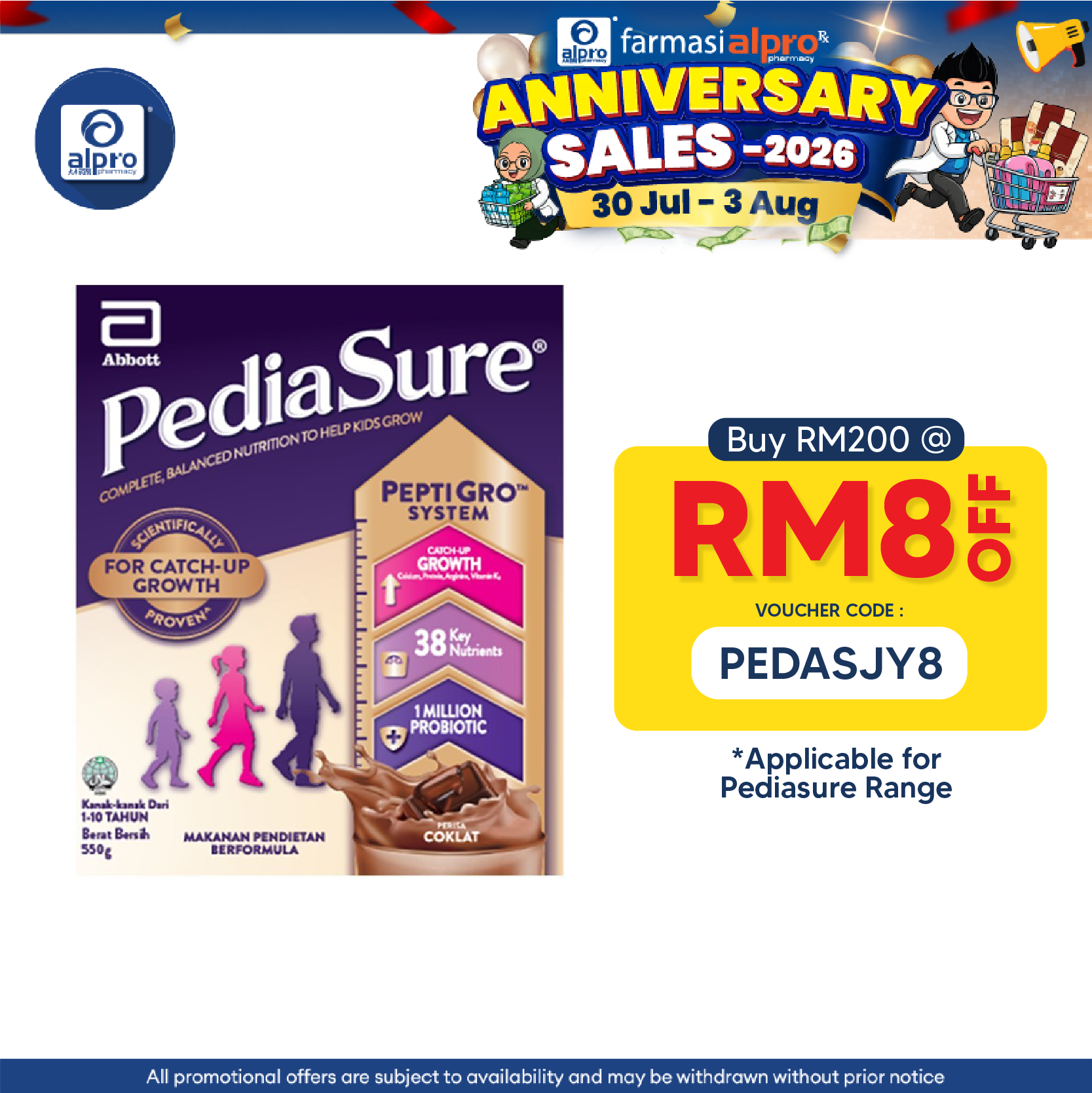 Abbott Pediasure Peptigro BIB Chocolate 550g | Supports Growth and Development Pediasure