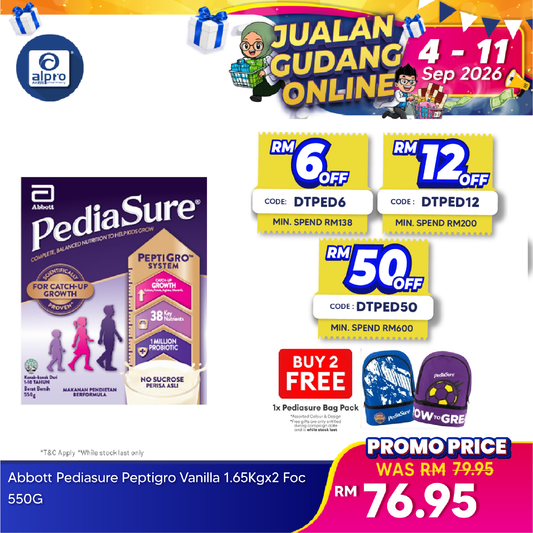 Abbott Pediasure Peptigro BIB Plain 550g | Supports Growth and Development Pediasure