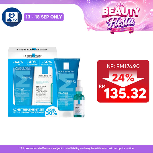 La Roche-Posay Acne Treatment Effaclar Set (Purifying Gel 200mL + Serum 30mL) | Gentle to Skin & Rebalance pH Level