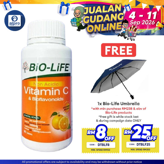 Bio-Life Non Acidic Vit.C & Bioflavonoids 90s | Gentle to Stomach Bio-life