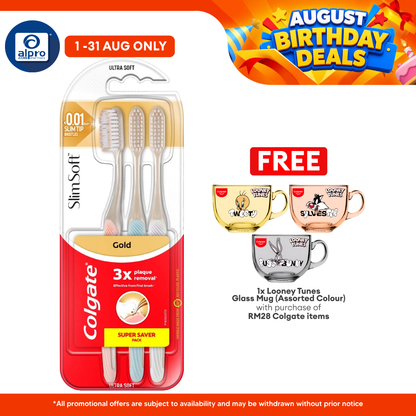 Colgate Toothbrush Slim Soft Charcoal Gold 3s | Provides Effective Cleaning Colgate