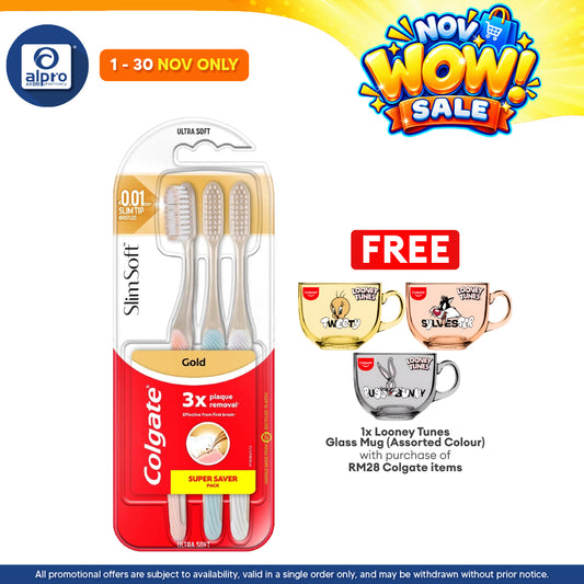 Colgate Toothbrush Slim Soft Charcoal Gold 3s | Provides Effective Cleaning