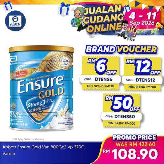 Abbott Ensure Gold Vanilla  YBG Zero Sucrose 800g | Complete Nutrition Ensure
