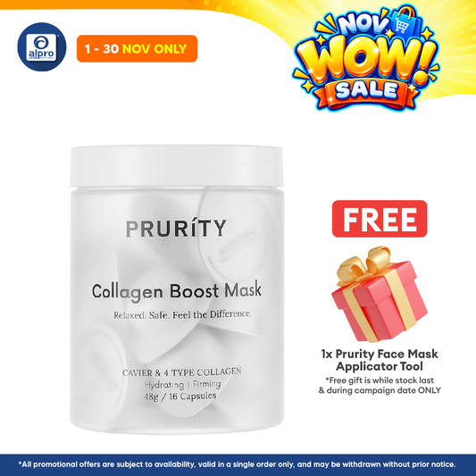 Prurity Collagen Boost Mask 48g ×16s | Prevent Skin Dryness, Sagging & Dullness