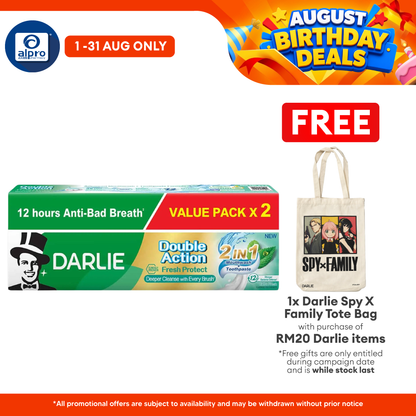 Darlie Toothpaste Double Action Fresh Protect 2-in-1 160g ×2s | Combat Bad Breath & Protect Gums Darlie