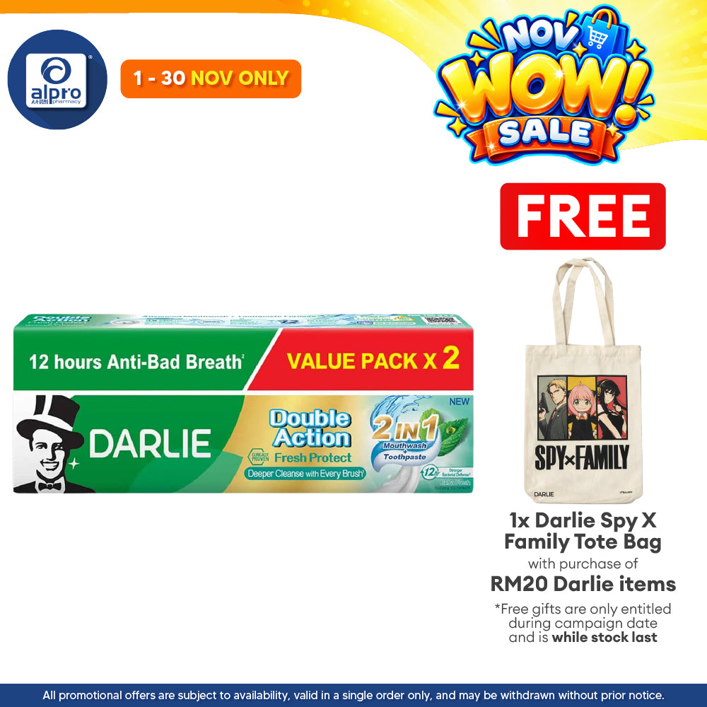 Darlie Toothpaste Double Action Fresh Protect 2-in-1 160g ×2s | Combat Bad Breath & Protect Gums