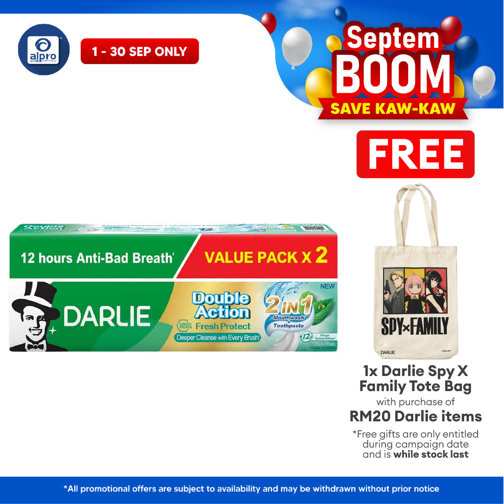 Darlie Toothpaste Double Action Fresh Protect 2-in-1 160g ×2s | Combat Bad Breath & Protect Gums Darlie