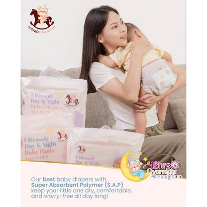 Iconic Babycare Ultrasoft Day & Night Baby Tape Diapers  (NB/ S/ M/ L) | Ultrasoft & Thin Super Absorbent