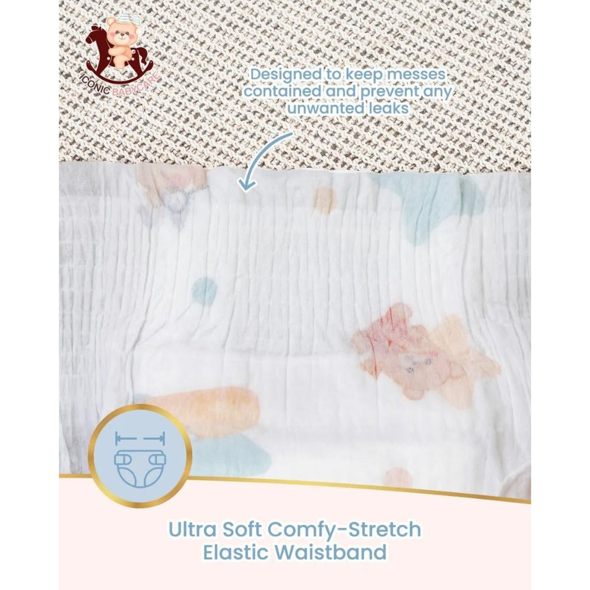 Iconic Babycare Ultrasoft Day & Night Baby Tape Diapers  (NB/ S/ M/ L) | Ultrasoft & Thin Super Absorbent