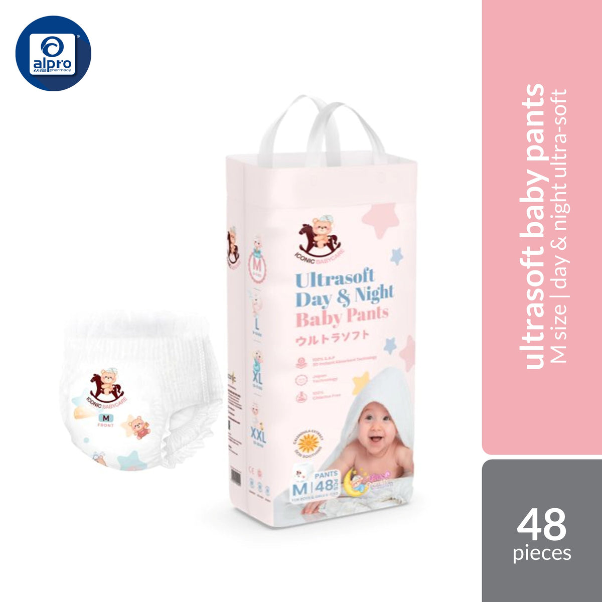 Iconic Babycare Ultrasoft Day & Night Baby Pants (M/ L/ XL/ XXL) | Ultrasoft & Thin Super Absorbent