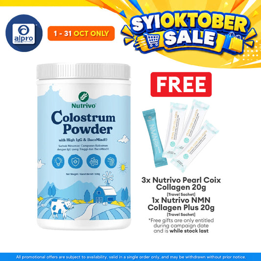 Nutrivo Colostrum Powder with High IgG & BacoMind 500g | Enhances Immune System