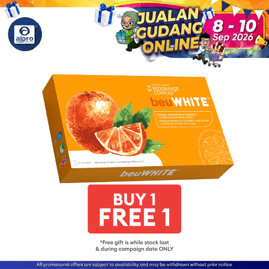 beuWHITE Oral Whitening Sunblock with Red Orange Complex 2g × 30s | Supports Skin Radiance & Daily Wellness beuWHITE