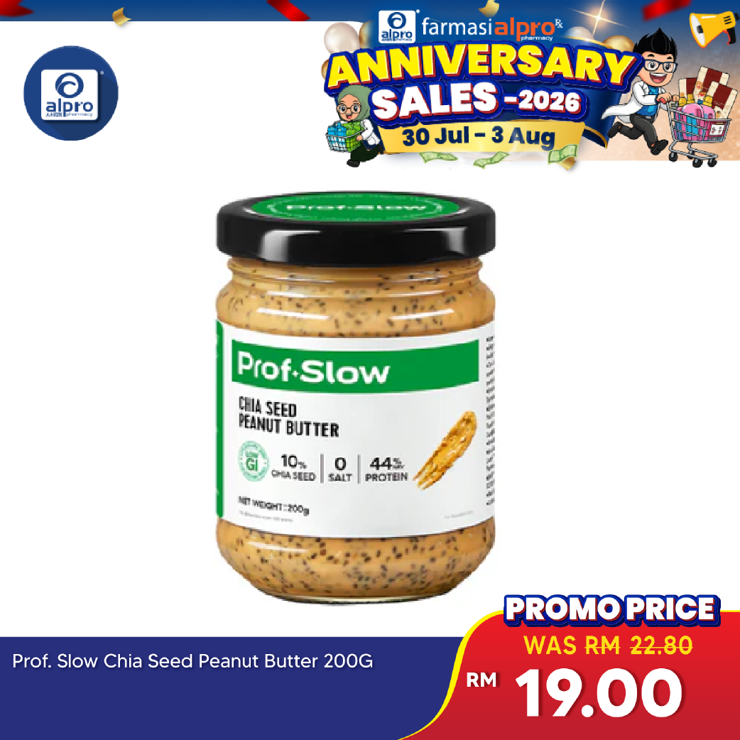 Prof. Slow Chia Seed Peanut Butter 200g [Exp Date: 11/2026] | Maintain Blood Sugar Level Prof. Slow
