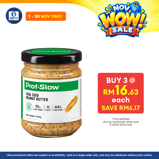 Prof. Slow Chia Seed Peanut Butter 200g | Maintain Blood Sugar Level [Exp Date: 14/05/2027]