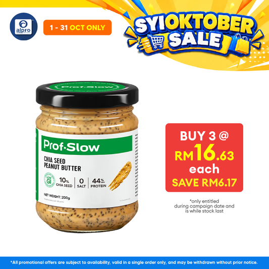 Prof. Slow Chia Seed Peanut Butter 200g | Maintain Blood Sugar Level [Exp Date: 14/05/2027]