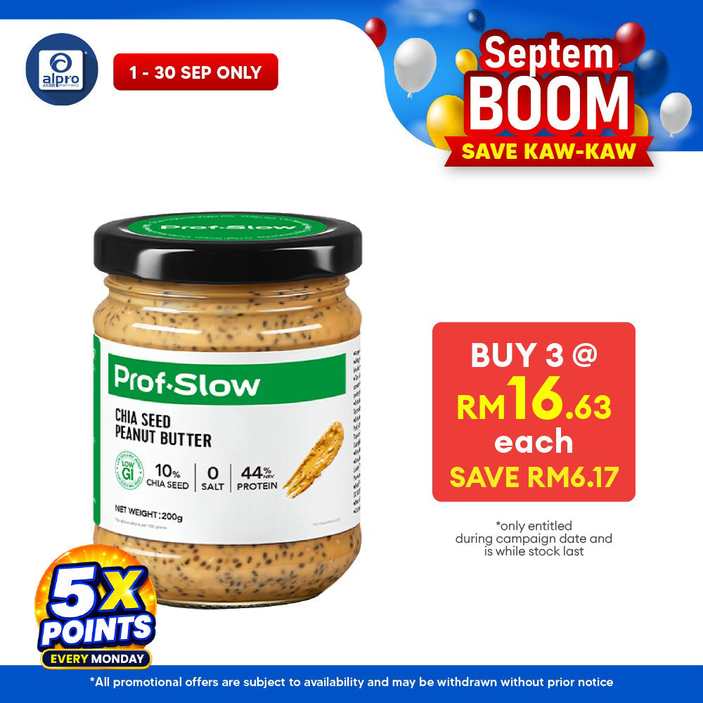 Prof. Slow Chia Seed Peanut Butter 200g [Exp Date: 11/2026] | Maintain Blood Sugar Level