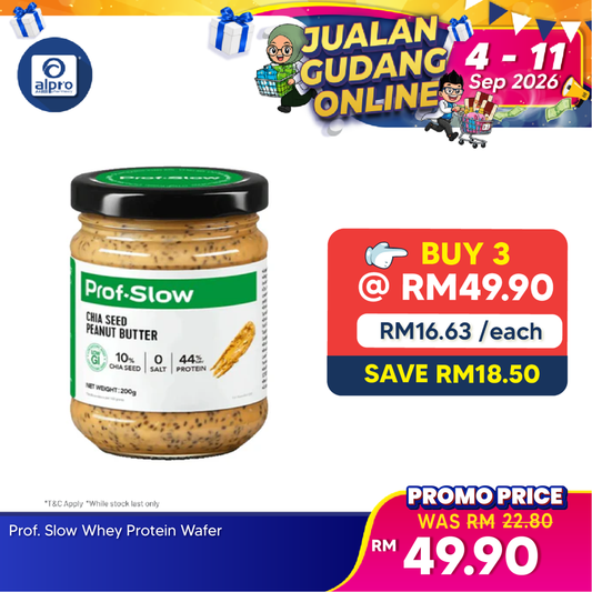 Prof. Slow Chia Seed Peanut Butter 200g [Exp Date: 11/2026] | Maintain Blood Sugar Level Prof. Slow