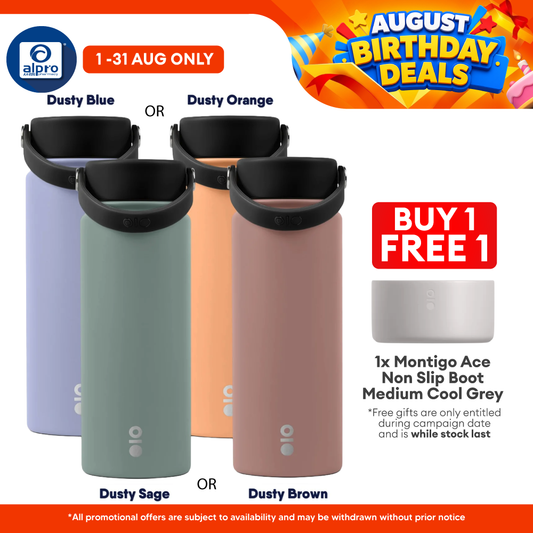 Montigo Ace Bottle Medium Earth & Clay Series (Dusty Blue/ Orange/ Sage/ Brown) 530mL | Serene Elegance of Natural Tones Montigo