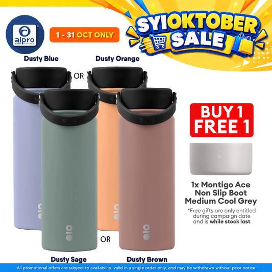 Montigo Ace Bottle Medium Earth & Clay Series (Dusty Blue/ Orange/ Sage/ Brown) 530mL | Serene Elegance of Natural Tones
