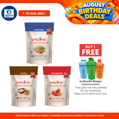Simofit Original Mixed Soy with Almond & (Barley/ Cocoa/ Strawberry) 1kg | Premium Plant Based Ingredients Simofit