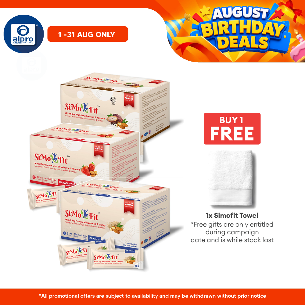Simofit Original Mixed Soy with Almond & (Barley/ Cocoa/ Strawberry) 35g×15s | Premium Plant Based Ingredients Simofit