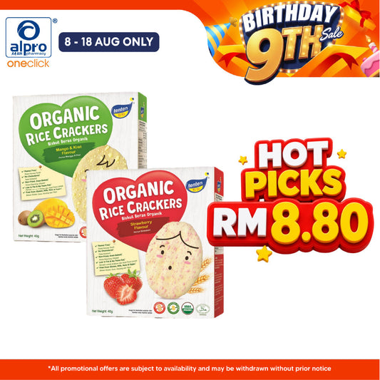 Tenten Organic Rice Cracker (Mango & Kiwi/ Strawberry) 40g | Gluten-Free Light & Crispy Snack tenten