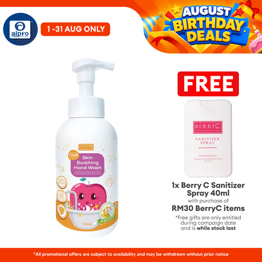 BerryC Skin Soothing Hand Wash 500mL | Suitable For Dry Skin Berry C