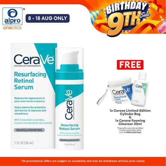 CeraVe Resurfacing Retinol Serum 30mL | Effective To Reduce Post-Acne Marks Cerave