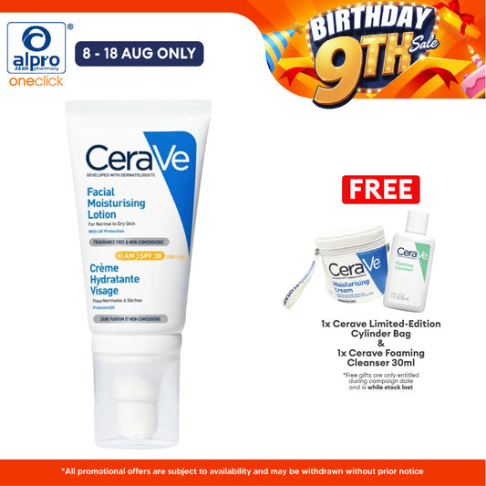 CeraVe Facial Moisturising AM SPF30 50mL | Daily Lightweight Facial Moisturiser Cerave