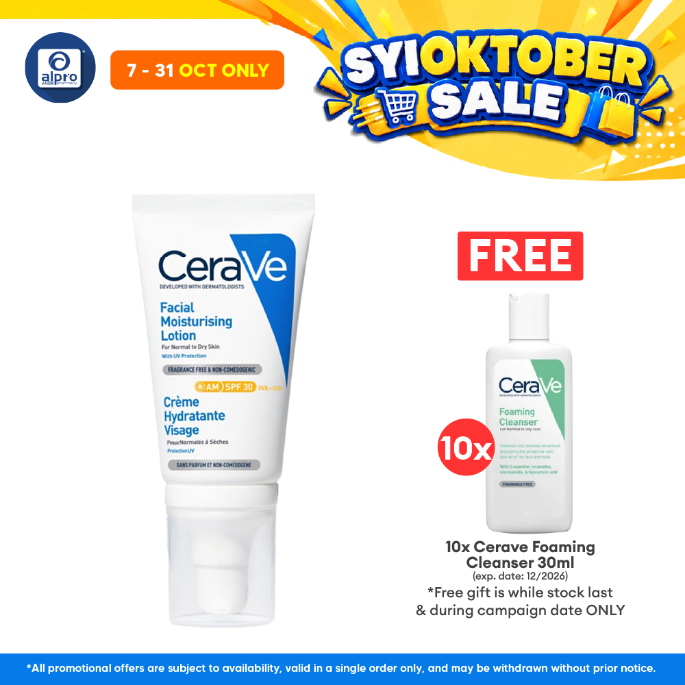 CeraVe Facial Moisturising AM SPF30 50mL | Daily Lightweight Facial Moisturiser