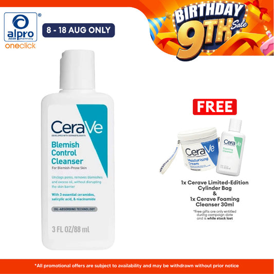 CeraVe Acne Blemish Control Cleanser 88mL | Reduce Blackheads & Improve Pores Cerave
