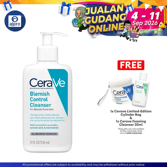 CeraVe Acne Blemish Control Cleanser 236mL | Reduce Blackheads & Improve Pores Cerave