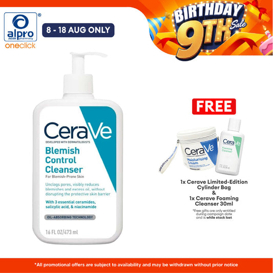 CeraVe Acne Blemish Control Cleanser 473mL | Reduce Blackheads & Improve Pores Cerave