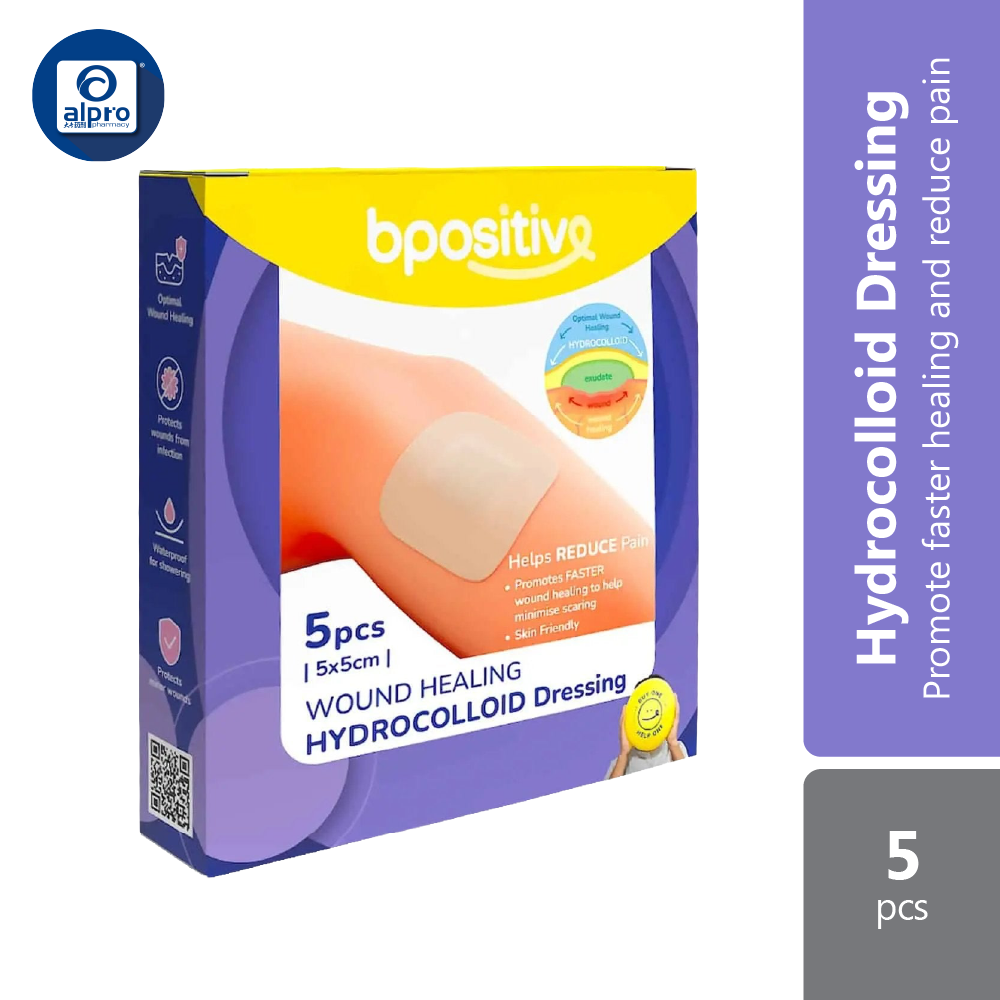 bpositive Wound Healing Hydrocolloid Dressing 5×5cm 5s | Promote Faster Healing & Reduce Pain Bpositive