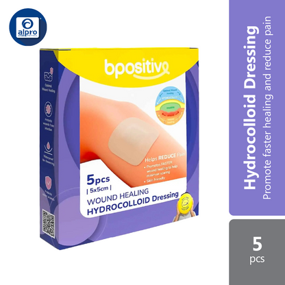 bpositive Wound Healing Hydrocolloid Dressing 5×5cm 5s | Promote Faster Healing & Reduce Pain Bpositive