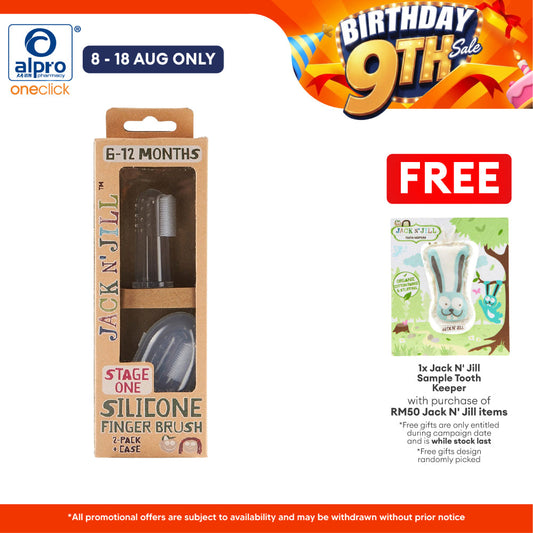 Jack N' Jill Stage 1 Silicone Finger Brush - 2 Pack Set | Gentle On Gums & Safe Silicone Jack N Jill