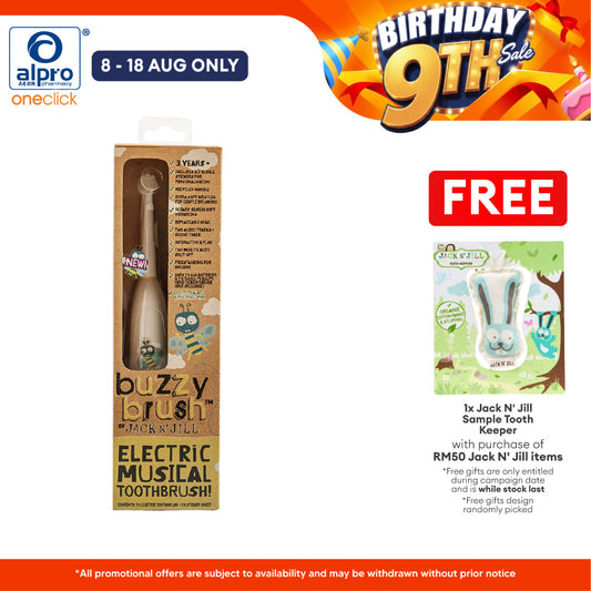 Jack N' Jill Kids Electric Musical Toothbrush Buzzy Brush (3+ Years) | Fun & Enjoyable Brushing Experience Jack N Jill