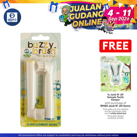 Jack N' Jill Buzzy Brush Replacement Heads - 2 Pack | Compatible with New Bruzzy Brush Jack N Jill