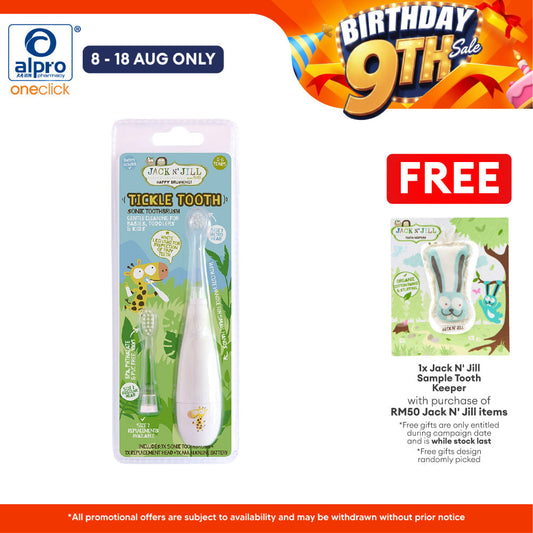 Jack N' Jill Tickle Tooth Sonic Toothbrush (0-6yrs) | Helps to Teach & Remind to Brush Teeth Jack N Jill
