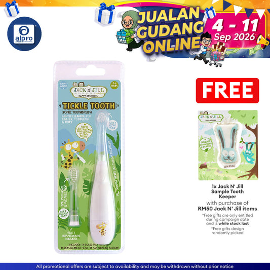 Jack N' Jill Tickle Tooth Sonic Toothbrush (0-6yrs) | Helps to Teach & Remind to Brush Teeth Jack N Jill
