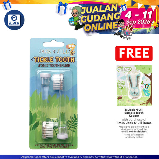 Jack N' Jill Tickle Tooth Sonic Toothbrush Replacement Heads (2pcs) | For New Tooth Sonic Electric Toothbrush Jack N Jill