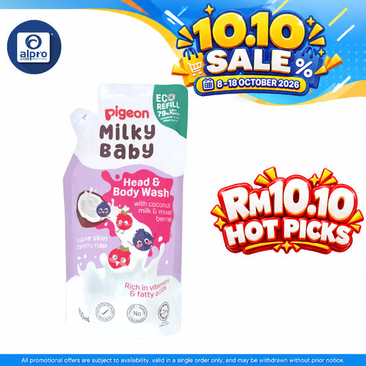 Pigeon Milky Baby Head and Body Wash 600mL Refill | Mild & Gentle Head & Body Wash