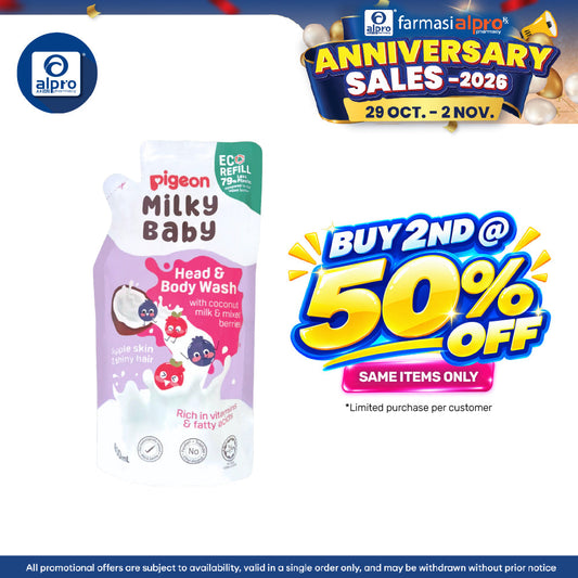 Pigeon Milky Baby Head and Body Wash 600mL Refill | Mild & Gentle Head & Body Wash