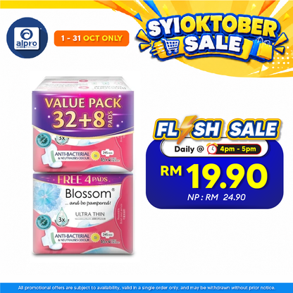 Blossom Day Ultra-Thin Wing SF 245mm (16+4s) × 2 Packs | Breathable & Antibacterial