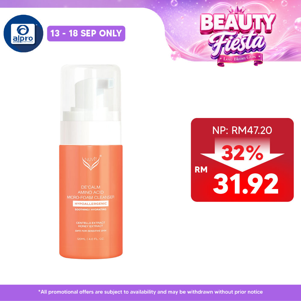 Nuvit De'Calm Amino Acid Micro-Foam Cleanser 120mL | Calms & Comforts Irritated Skin