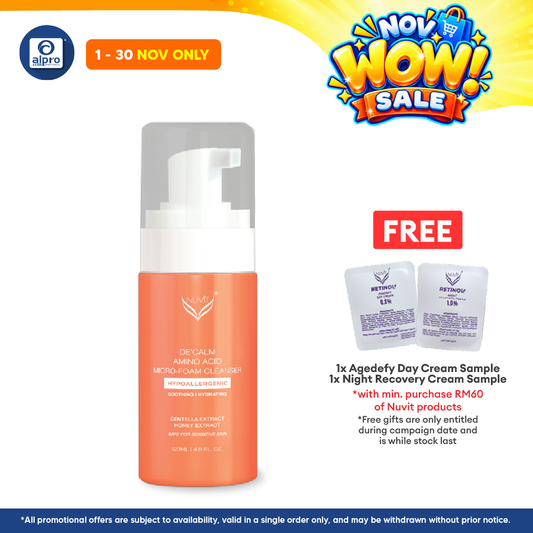Nuvit De'Calm Amino Acid Micro-Foam Cleanser 120mL | Calms & Comforts Irritated Skin