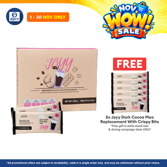 Joyy Dark Cocoa Meal Replacement with Crispy Bits 15s | Fulfilling Light Drink with Crunchy Bits